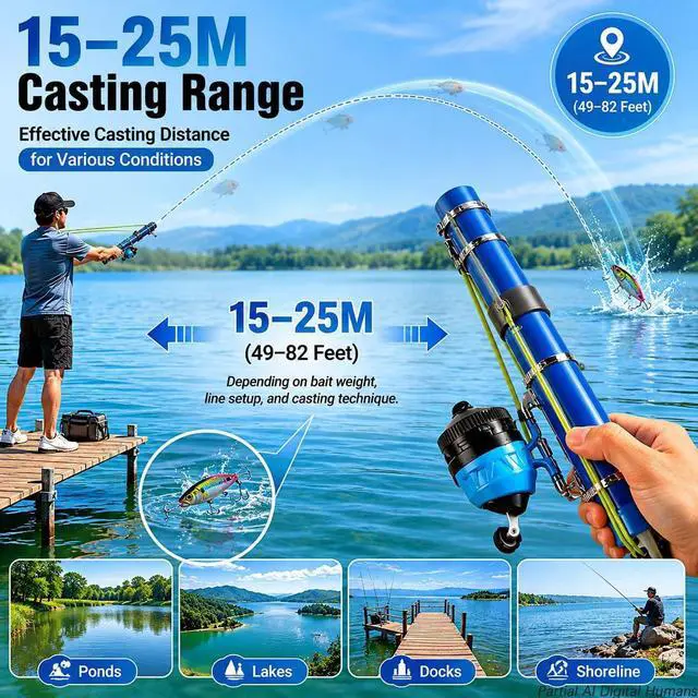 Alt view image 6 of 7 - Catapult Fishing Rod Combo with Spincast Reel & Complete Tackle Kit, Slingshot Casting System, 15-25M Distance for Beginners