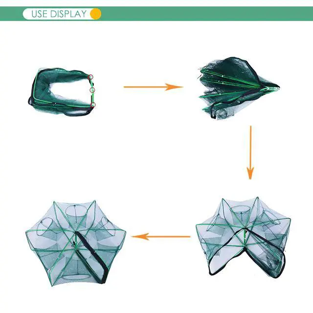 Alt view image 4 of 5 - Foldable Bait Trap Fishing Net - Hand Cast Cage for Catching Fish Shrimp Crab Crawfish