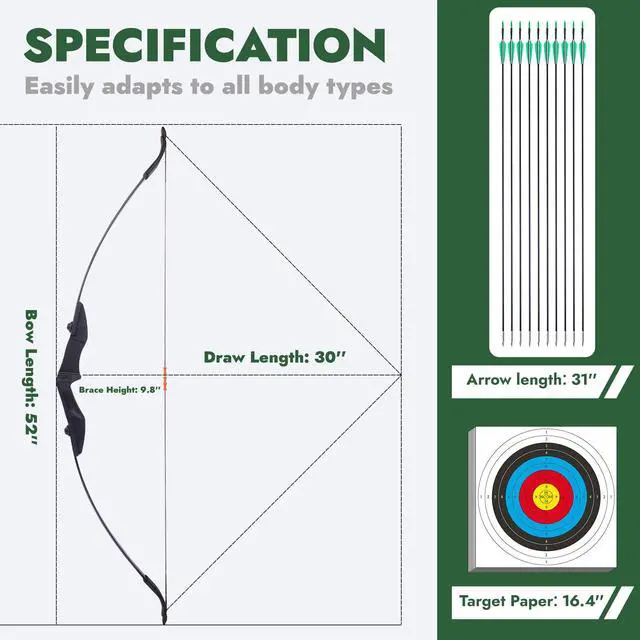 Alt view image 2 of 6 - Recurve Bow and Arrow Set for Adults - Archery Takedown recurve Bow Set for Beginners/Youth/Adults Target Practicing, Left & Right Handed, 20/30/40lbs