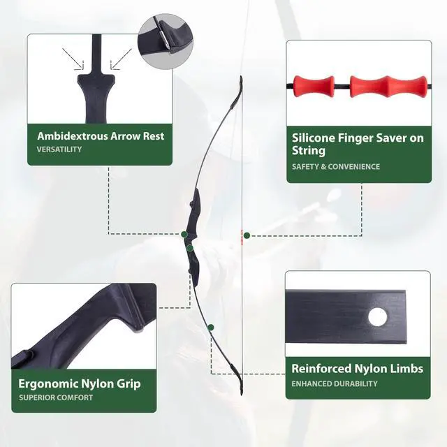 Alt view image 3 of 6 - Recurve Bow and Arrow Set for Adults - Archery Takedown recurve Bow Set for Beginners/Youth/Adults Target Practicing, Left & Right Handed, 20/30/40lbs