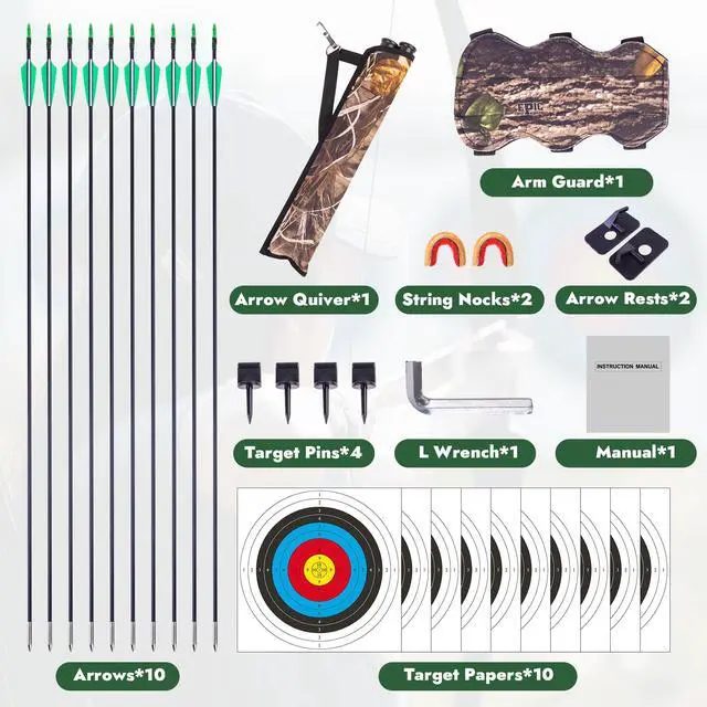Alt view image 4 of 6 - Recurve Bow and Arrow Set for Adults - Archery Takedown recurve Bow Set for Beginners/Youth/Adults Target Practicing, Left & Right Handed, 20/30/40lbs