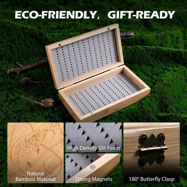 Alt view image 5 of 7 - Fly Fishing Flies Kit, 54pcs Dry Wet Flies Streamers Nymphs with Wooden Fly Box, Bass Trout Steelhead Salmon Lures Set Assortment Kit, Gifts for Men