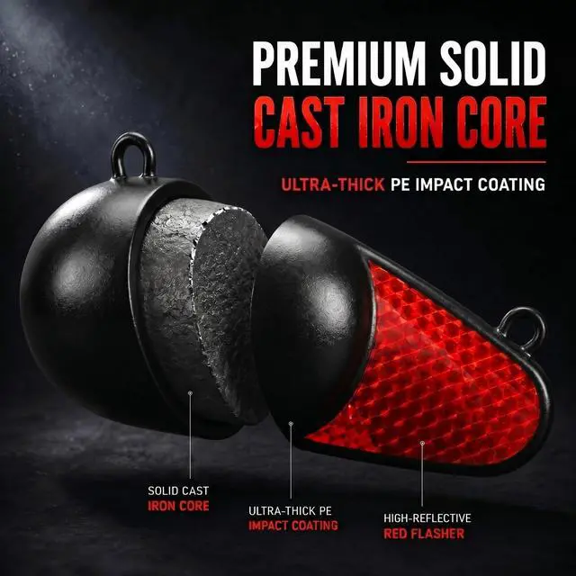 Alt view image 3 of 7 - Downrigger Weight Black Coated Oval Fishing Ball with Fish Scale Prism Tape Pancake Ball Sinker for Downrigger on Fishing Boats High-Visibility Underwater Attractor Trolling
