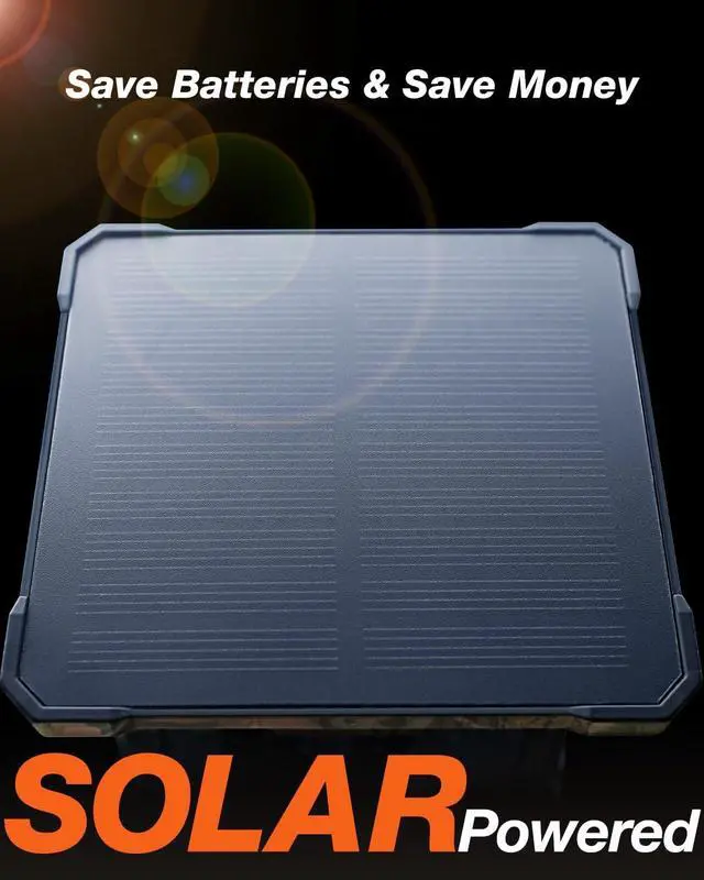 Alt view image 2 of 7 - Solar Trail Camera with Night Vision Motion Activated 4K 30fps 48MP, Game Camera, No WiFi, High Capacity Lithium Battery Deer Camera IP66 Waterproof, Wildlife Monitoring Outdoor Security