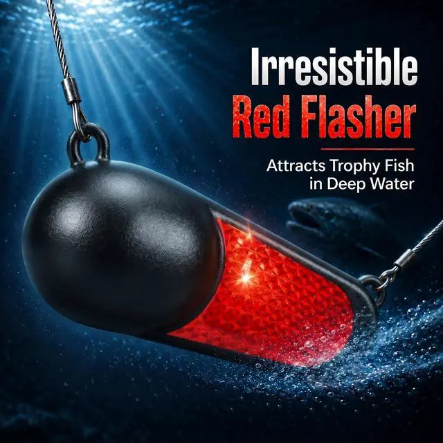 Alt view image 6 of 7 - Downrigger Weight Black Coated Oval Fishing Ball with Fish Scale Prism Tape Pancake Ball Sinker for Downrigger on Fishing Boats High-Visibility Underwater Attractor Trolling