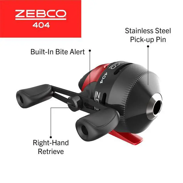 Alt view image 4 of 7 - 404 Spincast Reel and Fishing Rod Combo, 6-Foot 2-Piece Fishing Pole, Size 40 Reel, Right-Hand Retrieve, Pre-Spooled with 15-Pound Line, Black/Red