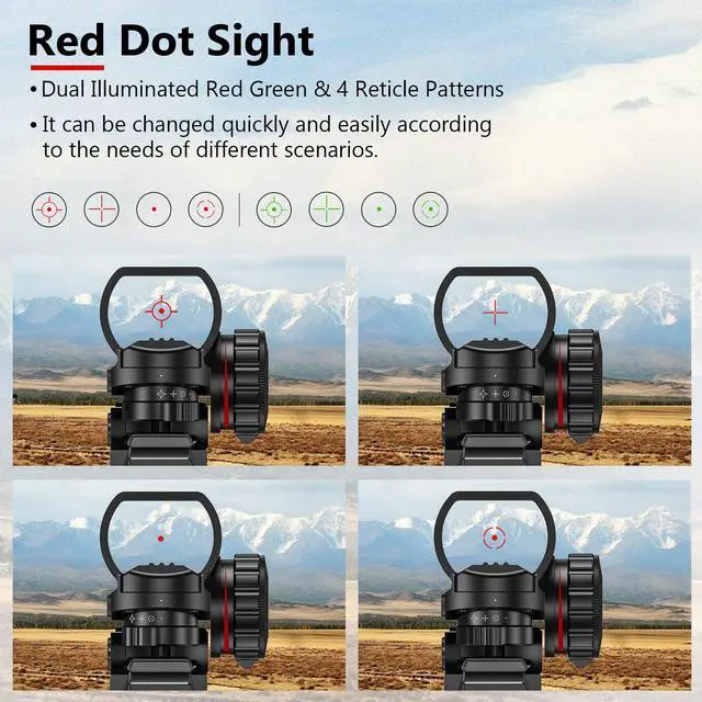 Alt view image 5 of 6 - Riflescope Combo 4-12x50EG Dual Illuminated Optics & IIIA/2MW Laser Sight & 4 Holographic Reticle Red/Green Dot Sight & 20mm Scope Mount