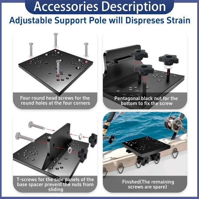 Alt view image 4 of 7 - Universal Aluminum Downrigger Bracket for Boat Track System Lund Sport Track,Versatrack Track,Ranger Track,Sport Systems,Downrigger Mount Fishing Accessories