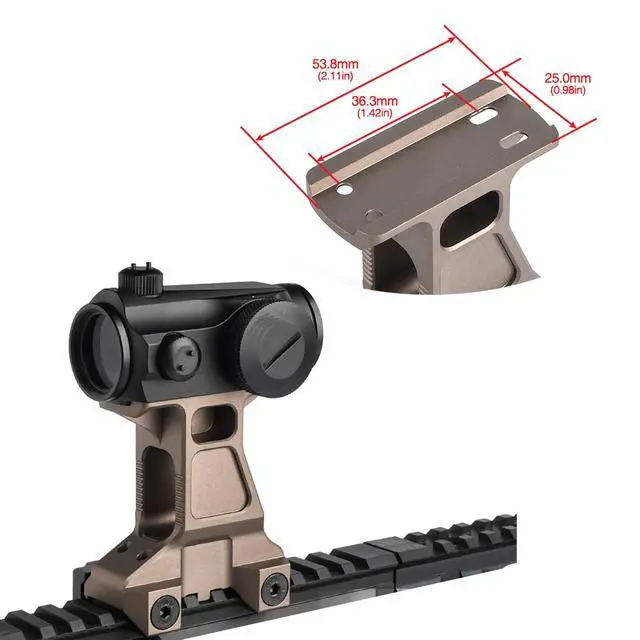 Alt view image 2 of 7 - 2.91" Centerline Red Dot Riser Mount, Tactical Picatinny Rail Riser Scope Mount for T1 T2 Optic Sight, Fit for 20mm Picatinny Rail