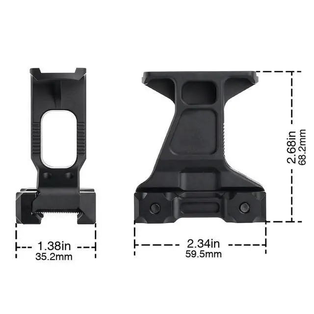 Alt view image 7 of 7 - 2.91" Centerline Red Dot Riser Mount, Tactical Picatinny Rail Riser Scope Mount for T1 T2 Optic Sight, Fit for 20mm Picatinny Rail