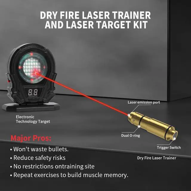 Alt view image 2 of 6 - Dry Fire Training Kit Eletronic Target with Laser Cartridge for Shooting Practice Portable Reactive Counting Mark Real-time Feedback