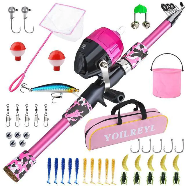 Main image of Collapsible Telescopic Fishing Rod and Reel Combo Push Button Small Fishing Pole Kit Beginner Youth Boys Fishing Starter Set Tackle
