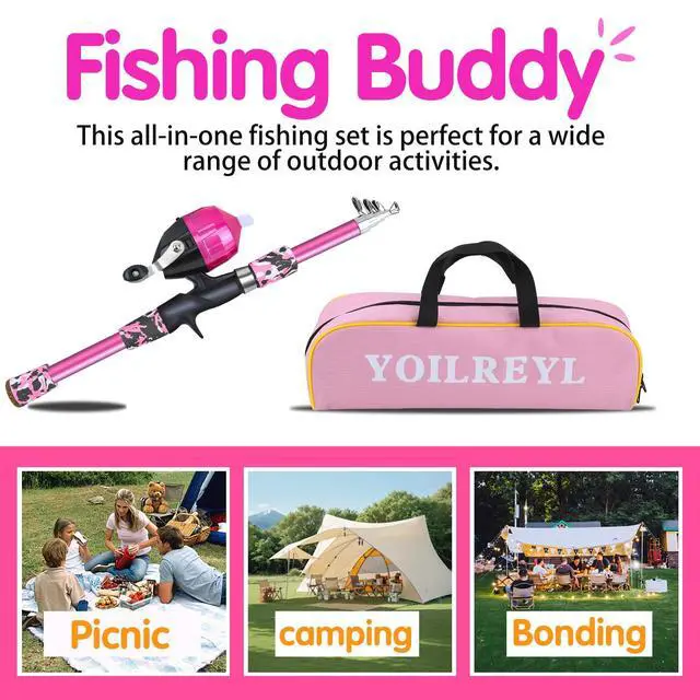 Alt view image 7 of 7 - Collapsible Telescopic Fishing Rod and Reel Combo Push Button Small Fishing Pole Kit Beginner Youth Boys Fishing Starter Set Tackle