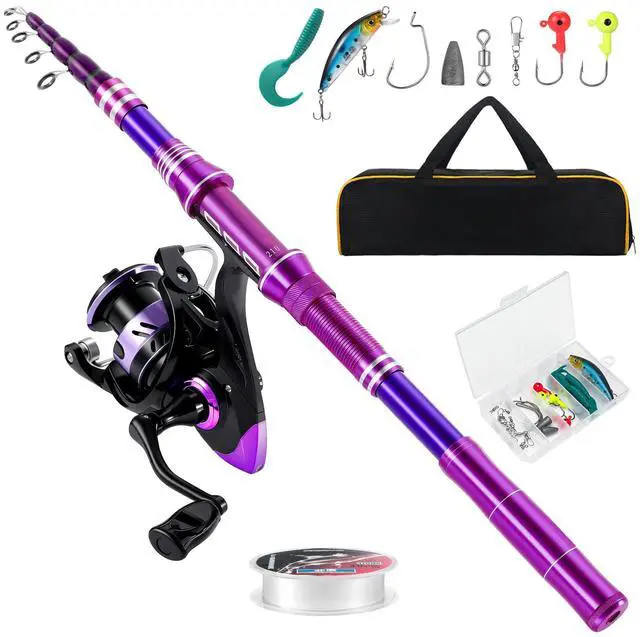 Main image of Fishing Rod and Reel Combos, Carbon Fiber Telescopic Fishing Pole Kit with Spinning Reel, Fishing Line, Fishing Lures, Travel Bag for Woman Girl Beginner Saltwater Freshwater