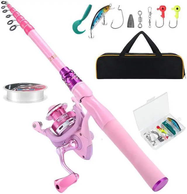 Main image of Fishing Rod and Reel Combos, Carbon Fiber Telescopic Fishing Pole Kit with Spinning Reel, Fishing Line, Fishing Lures, Travel Bag for Woman Girl Beginner Saltwater Freshwater