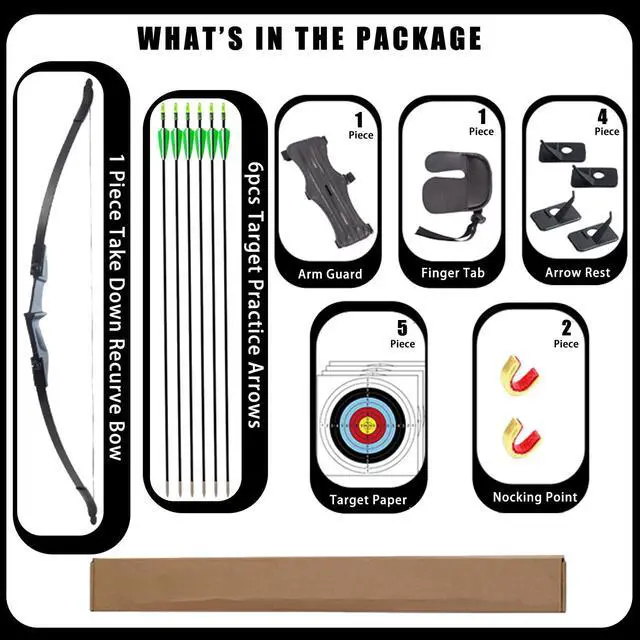 Alt view image 2 of 7 - Recurve Bow and Arrow Set for Adults & Youth 20 30 40lb, Takedown Archery Kit for Beginners Right & Left Handed Outdoor Target Practice & Training