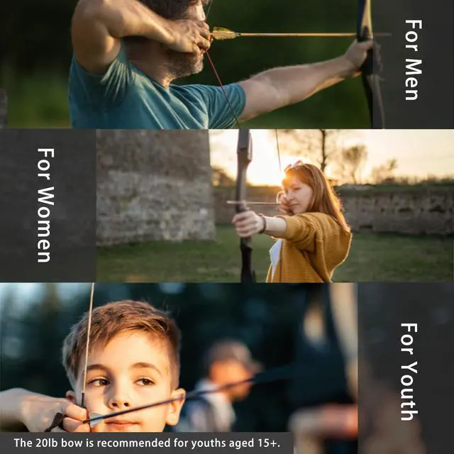 Alt view image 4 of 7 - Recurve Bow and Arrow Set for Adults & Youth 20 30 40lb, Takedown Archery Kit for Beginners Right & Left Handed Outdoor Target Practice & Training