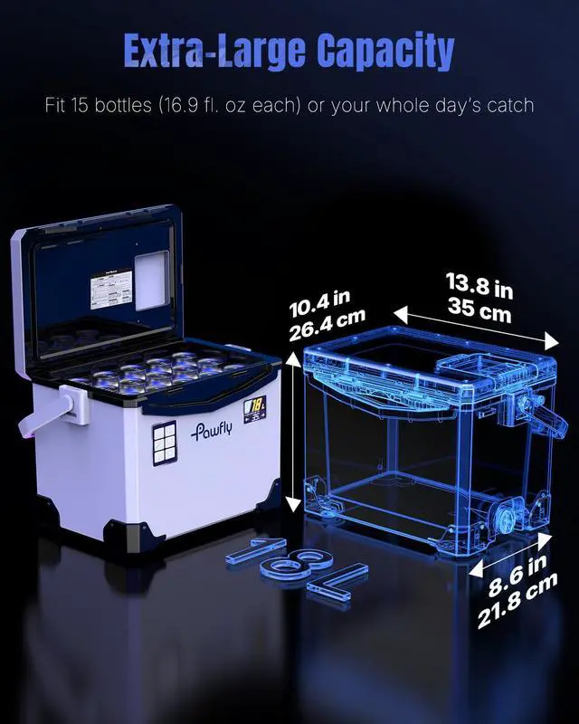 Alt view image 3 of 7 - 13-19 QT Live Bait Cooler, Leak-Proof Fishing Cooler with Rechargeable Aerator, Portable Fish Livewell for Boat, Insulated Minnow Bucket for Shrimp & Live Fish, Hard Cooler Box for Fishing