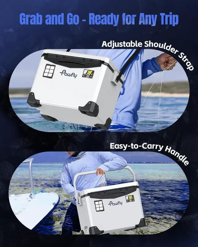 Alt view image 7 of 7 - 13-19 QT Live Bait Cooler, Leak-Proof Fishing Cooler with Rechargeable Aerator, Portable Fish Livewell for Boat, Insulated Minnow Bucket for Shrimp & Live Fish, Hard Cooler Box for Fishing