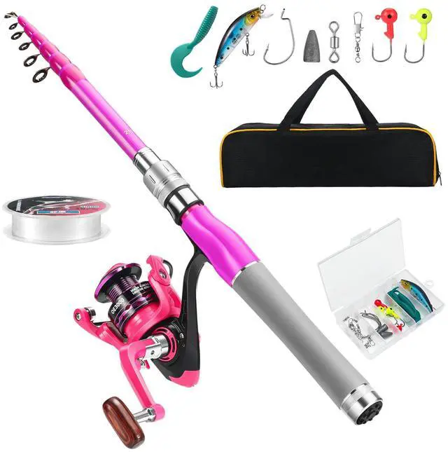 Main image of Fishing Rod and Reel Combos, Carbon Fiber Telescopic Fishing Pole Kit with Spinning Reel, Fishing Line, Fishing Lures, Travel Bag for Woman Girl Beginner Saltwater Freshwater