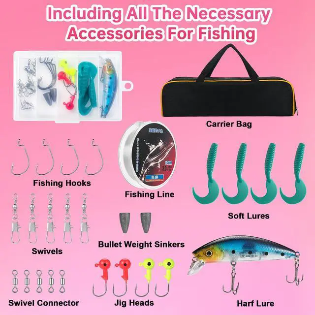 Alt view image 4 of 7 - Carbon Fiber Fishing Rod and Reel Combos, Portable Telescopic Fishing Pole with Spinning Reel, Travel Bag for Saltwater Freshwater