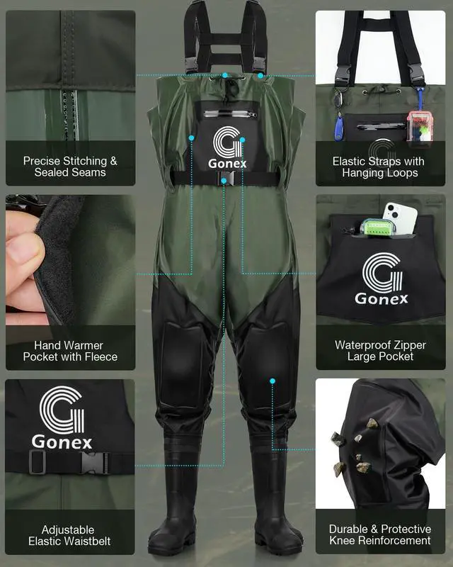 Alt view image 2 of 6 - Chest Waders for Men Women Waterproof 2-Ply PVC Waders for Fishing Duck Hunting with Boot Hanger