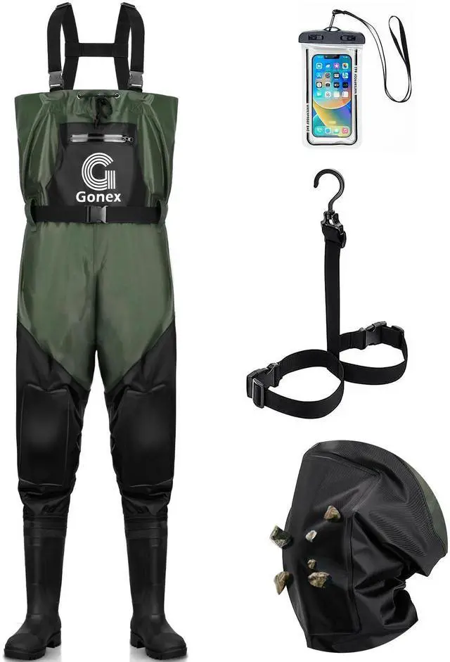 Main image of Chest Waders for Men Women Waterproof 2-Ply PVC Waders for Fishing Duck Hunting with Boot Hanger