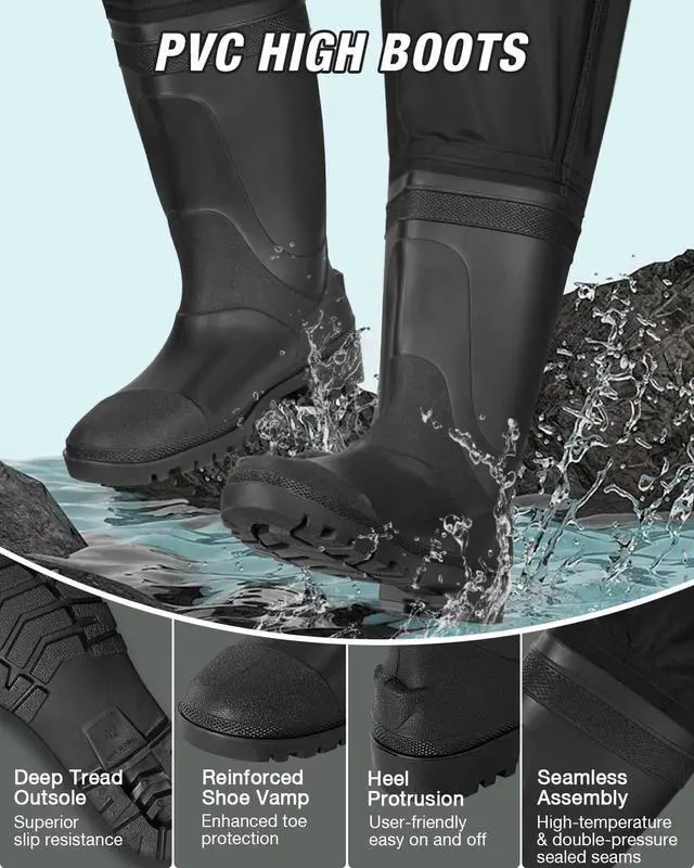Alt view image 4 of 6 - Chest Waders for Men Women Waterproof 2-Ply PVC Waders for Fishing Duck Hunting with Boot Hanger