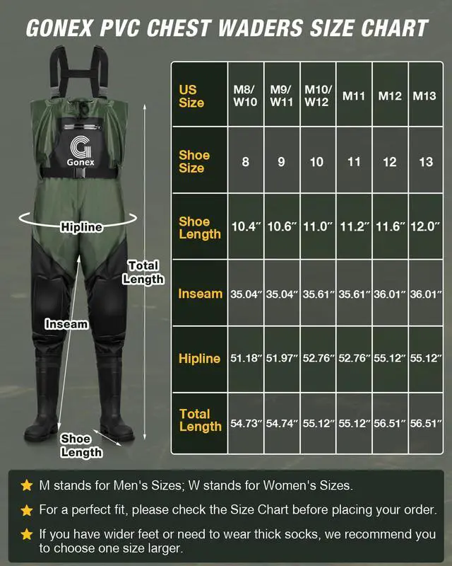 Alt view image 5 of 6 - Chest Waders for Men Women Waterproof 2-Ply PVC Waders for Fishing Duck Hunting with Boot Hanger