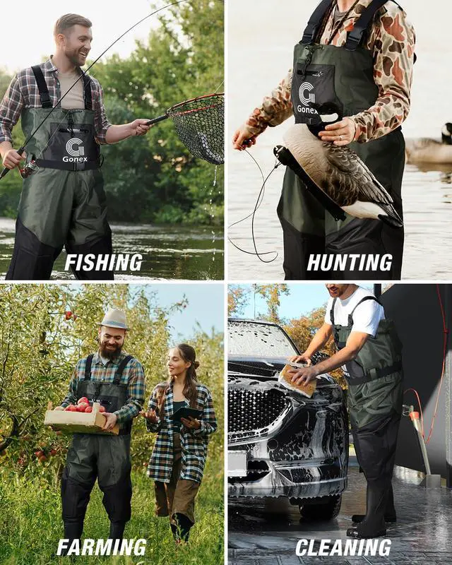 Alt view image 6 of 6 - Chest Waders for Men Women Waterproof 2-Ply PVC Waders for Fishing Duck Hunting with Boot Hanger