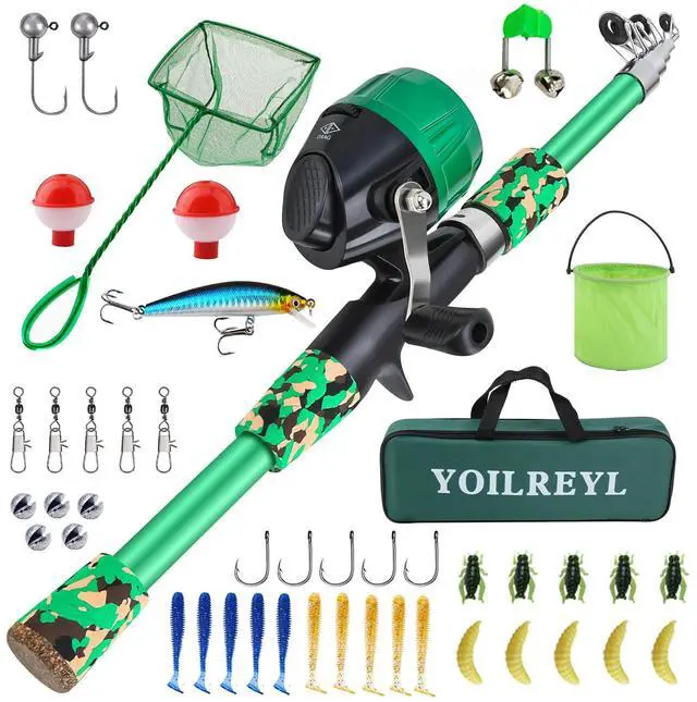 Main image of Collapsible Telescopic Fishing Rod and Reel Combo Push Button Small Fishing Pole Kit Beginner Youth Boys Fishing Starter Set Tackle