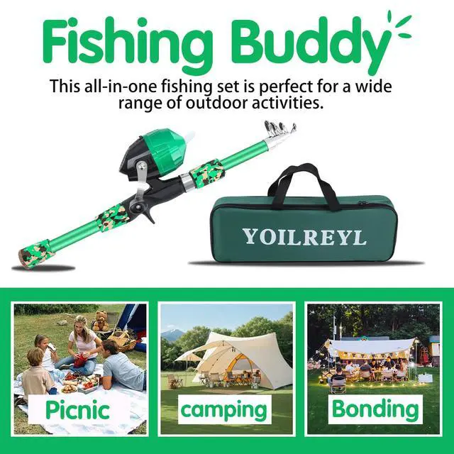 Alt view image 7 of 7 - Collapsible Telescopic Fishing Rod and Reel Combo Push Button Small Fishing Pole Kit Beginner Youth Boys Fishing Starter Set Tackle