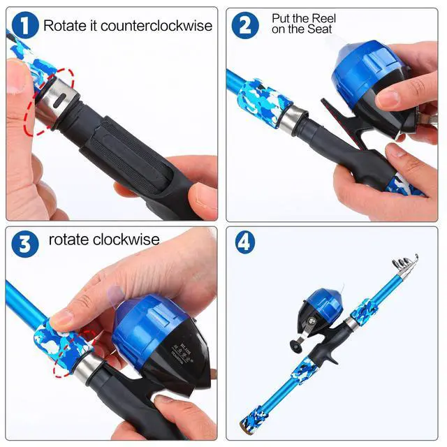 Alt view image 3 of 7 - Collapsible Telescopic Fishing Rod and Reel Combo Push Button Small Fishing Pole Kit Beginner Youth Boys Fishing Starter Set Tackle