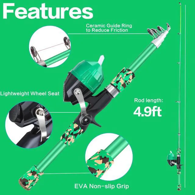 Alt view image 6 of 7 - Collapsible Telescopic Fishing Rod and Reel Combo Push Button Small Fishing Pole Kit Beginner Youth Boys Fishing Starter Set Tackle