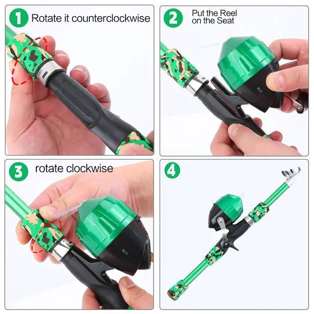 Alt view image 3 of 7 - Collapsible Telescopic Fishing Rod and Reel Combo Push Button Small Fishing Pole Kit Beginner Youth Boys Fishing Starter Set Tackle