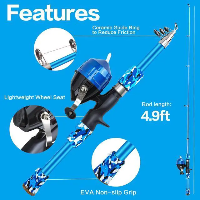 Alt view image 6 of 7 - Collapsible Telescopic Fishing Rod and Reel Combo Push Button Small Fishing Pole Kit Beginner Youth Boys Fishing Starter Set Tackle