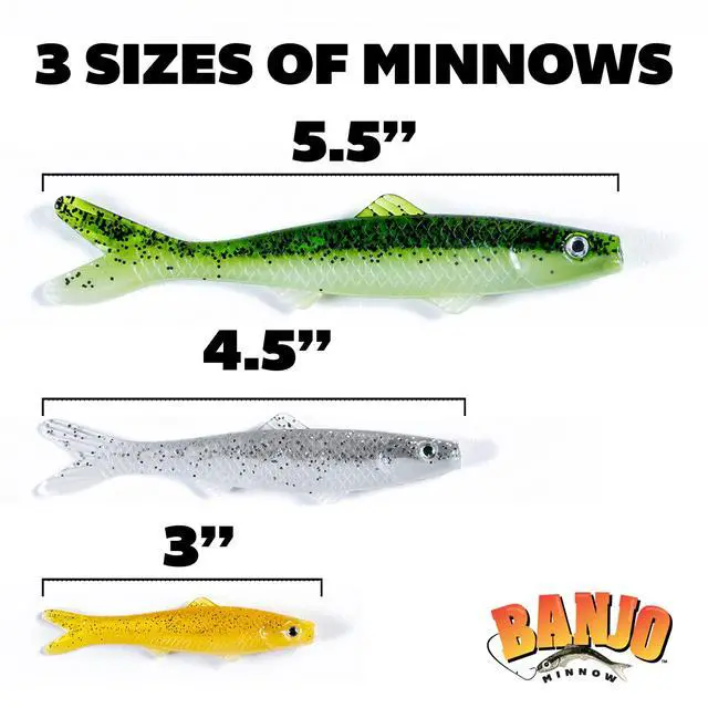 Alt view image 2 of 7 - Soft Fishing Lure Kit: Lifelike Injured Minnow Soft Plastic Bait for Bass, Trout, Walleye & More Multi-Size Swimbait Fishing Lures, Hooks, and Hardware for Freshwater & Saltwater