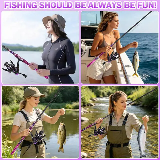 Alt view image 6 of 7 - Fishing Rod and Reel Combos, Carbon Fiber Telescopic Fishing Pole Kit with Spinning Reel, Fishing Line, Fishing Lures, Travel Bag for Woman Girl Beginner Saltwater Freshwater