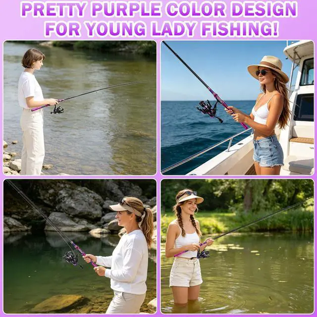 Alt view image 5 of 7 - Fishing Rod and Reel Combos, Carbon Fiber Telescopic Fishing Pole Kit with Spinning Reel, Fishing Line, Fishing Lures, Travel Bag for Woman Girl Beginner Saltwater Freshwater