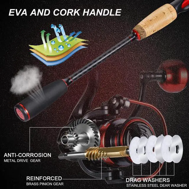 Alt view image 4 of 7 - Spinning Combo, Medium Heavy Fishing Pole and 2000 Spinning Reel Set, Fishing Rod and Reel Commbo for Bass Fishing Tackle