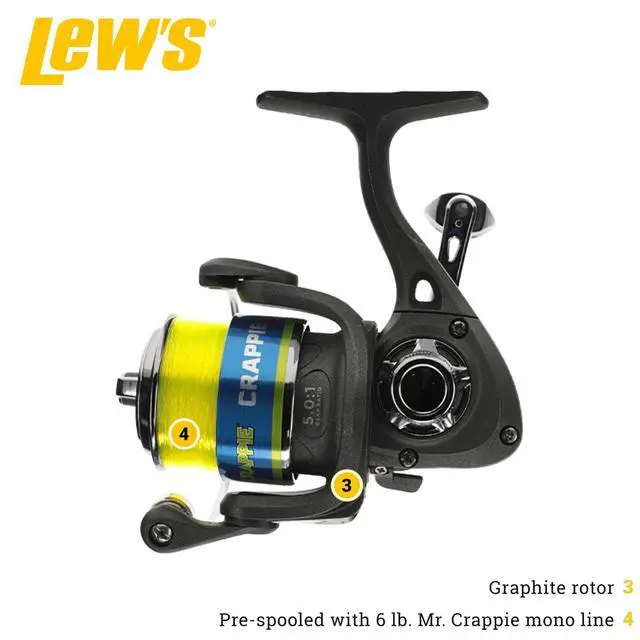 Alt view image 3 of 7 - Crappie Thunder Spinning Reel and Fishing Rod Combo, 2-Piece IM6 Graphite Blank, Size 75 Reel, Right or Left-Hand Retrieve