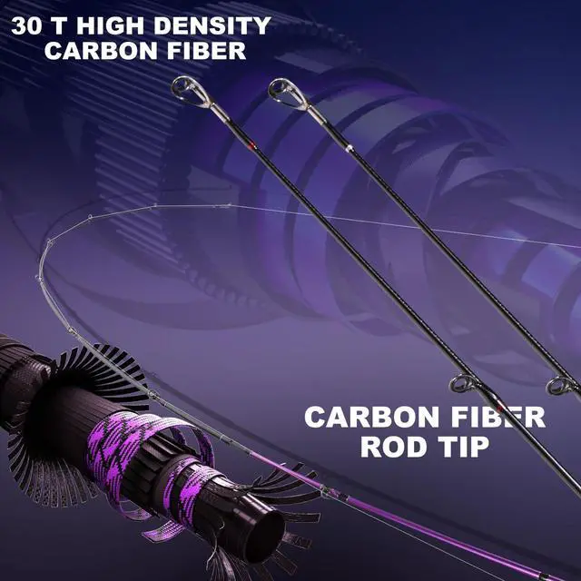 Alt view image 3 of 7 - Fishing Rod and Reel ComboBaitcaster Combo,5.9ft/6.9ft Carbon Fishing Pole,Lightweight Aluminum Spool Reel,Stainless-Steel Guides & Ergonomic Cork Grip