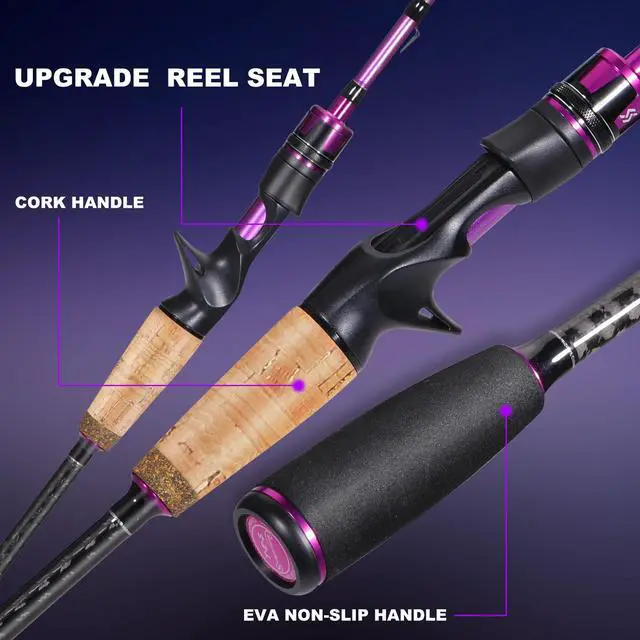 Alt view image 5 of 7 - Fishing Rod and Reel ComboBaitcaster Combo,5.9ft/6.9ft Carbon Fishing Pole,Lightweight Aluminum Spool Reel,Stainless-Steel Guides & Ergonomic Cork Grip
