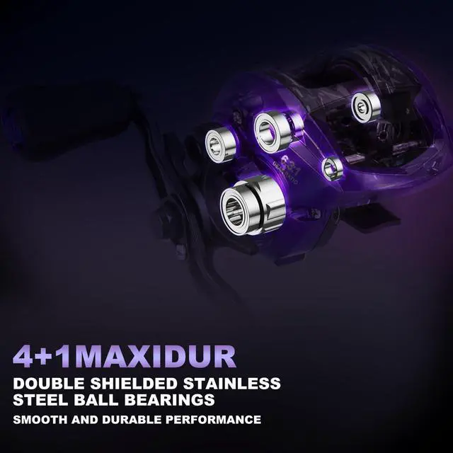 Alt view image 7 of 7 - Fishing Rod and Reel ComboBaitcaster Combo,5.9ft/6.9ft Carbon Fishing Pole,Lightweight Aluminum Spool Reel,Stainless-Steel Guides & Ergonomic Cork Grip