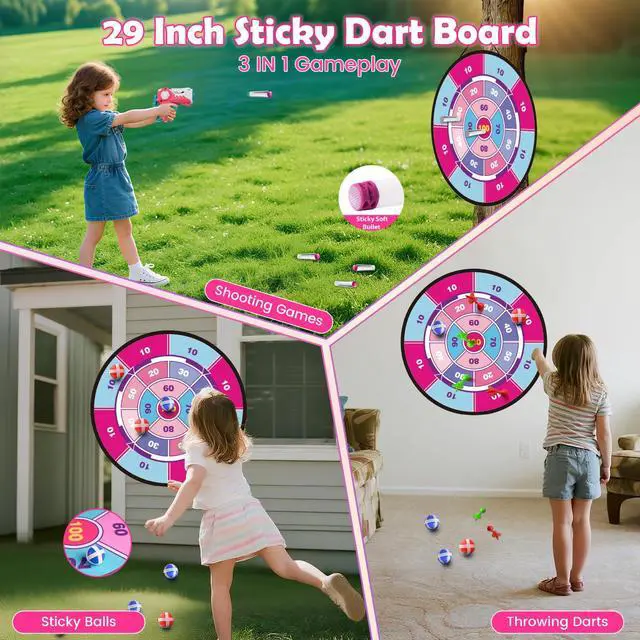 Alt view image 4 of 7 - 2 Pack Bow and Arrow Toy with LED Light - 4 in 1 Archery & Dart Game Set with 20 Suction Cup Arrows, Mermaid Glow Target & Dart Board - Indoor/Outdoor Birthday Gift for Kids Boys Girls Ages 5-12
