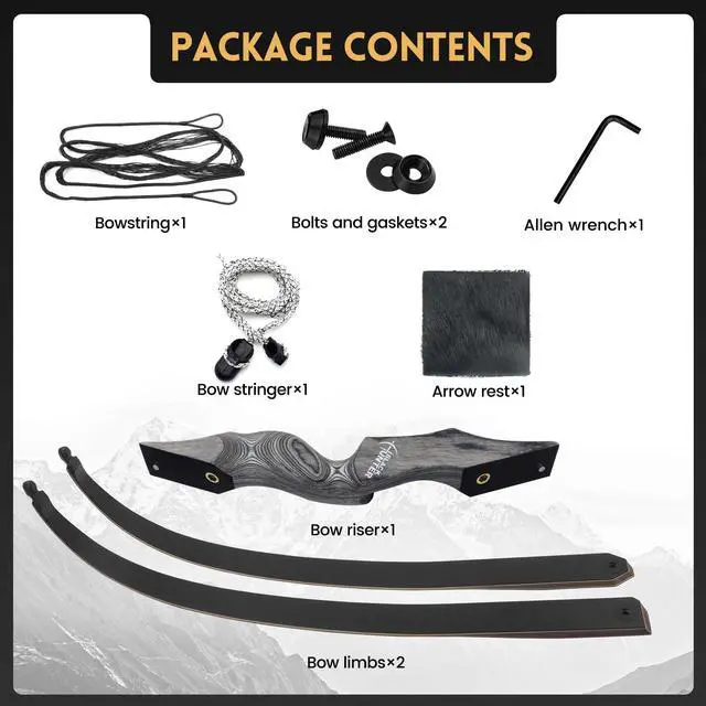 Alt view image 2 of 7 - Original Black Hunter Takedown Recurve Bow 60inch with Bamboo Core Limbs Archery Hunting Target Practice