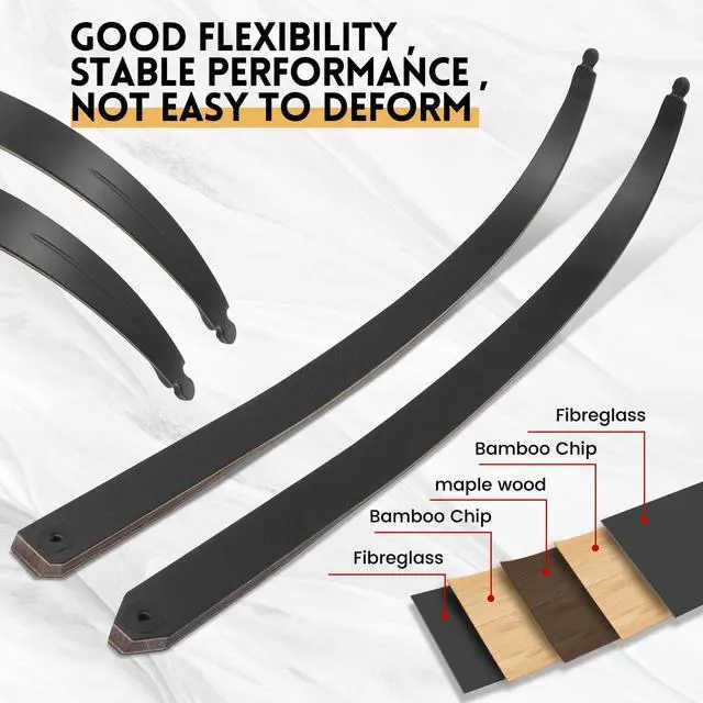 Alt view image 6 of 7 - Original Black Hunter Takedown Recurve Bow 60inch with Bamboo Core Limbs Archery Hunting Target Practice