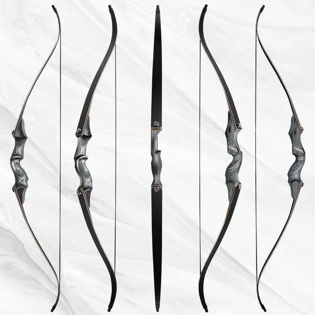 Alt view image 7 of 7 - Original Black Hunter Takedown Recurve Bow 60inch with Bamboo Core Limbs Archery Hunting Target Practice