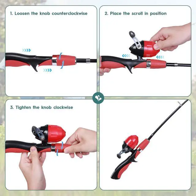 Alt view image 5 of 7 - Kids Fishing Pole Kit 2 Pack, Portable Telescopic Kids Fishing Rod with Tackle Box, 2 Fishing Net and 2 Bucket for Beginners, Boys,Girls,Youth
