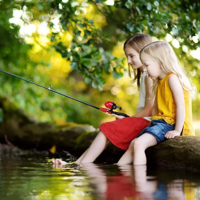 Alt view image 7 of 7 - Kids Fishing Pole Kit 2 Pack, Portable Telescopic Kids Fishing Rod with Tackle Box, 2 Fishing Net and 2 Bucket for Beginners, Boys,Girls,Youth